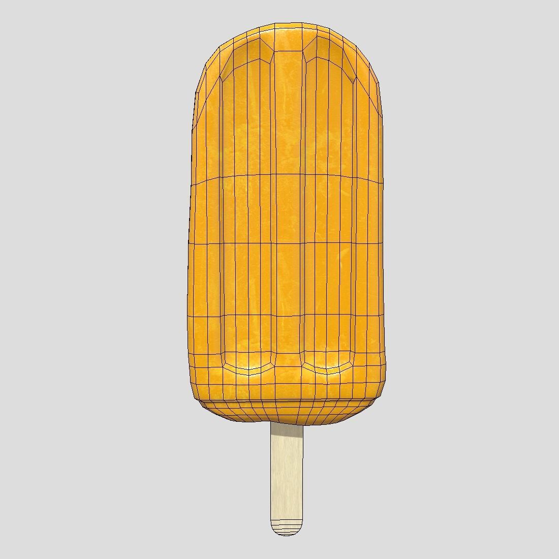Popsicle 4 orange ice cream on stick Low-poly 3D model_4