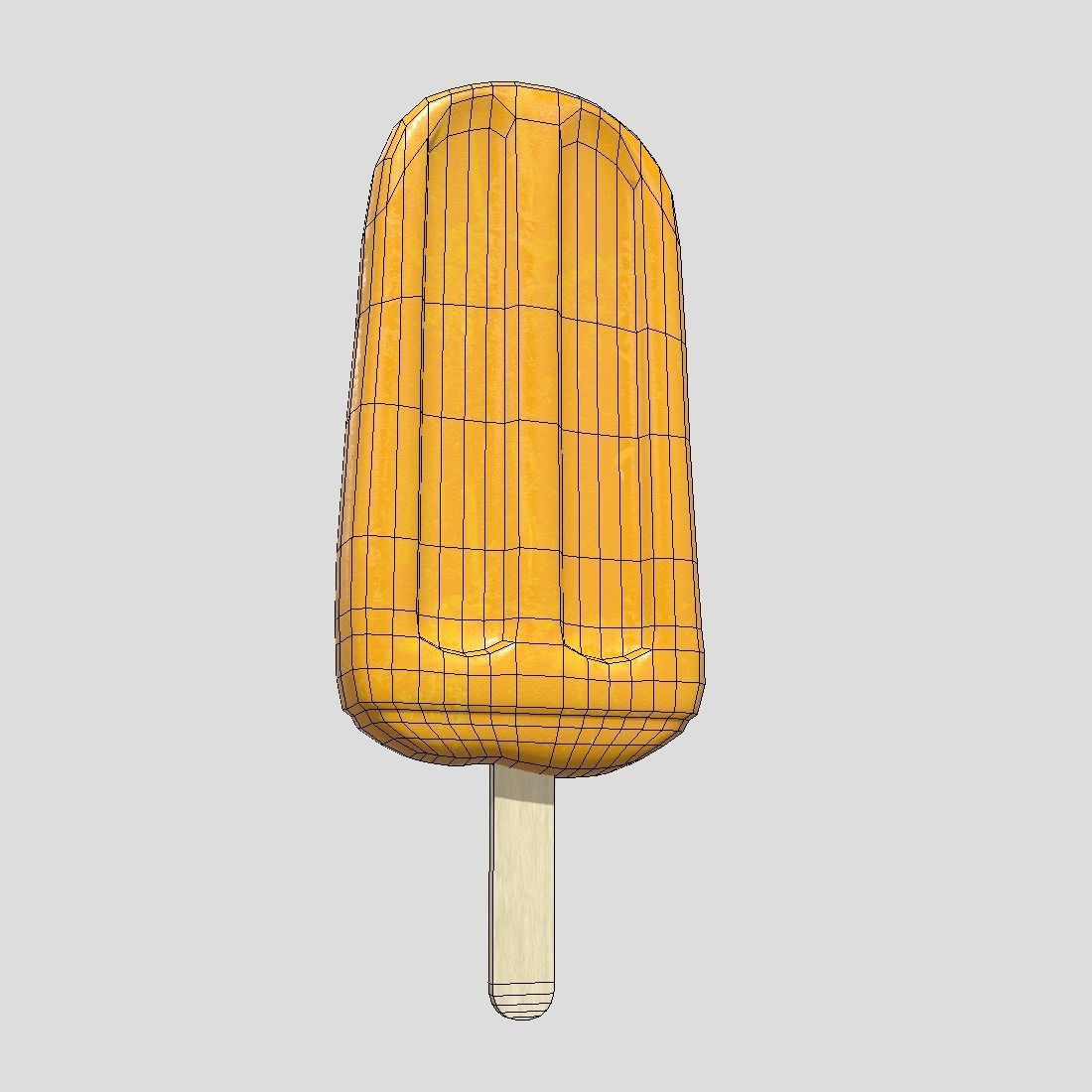 Popsicle 4 orange ice cream on stick Low-poly 3D model_2