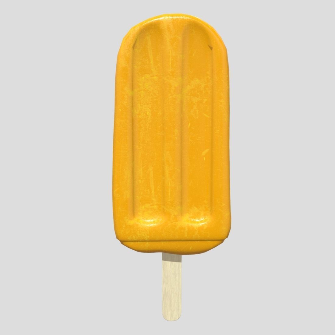 Popsicle 4 orange ice cream on stick Low-poly 3D model_3