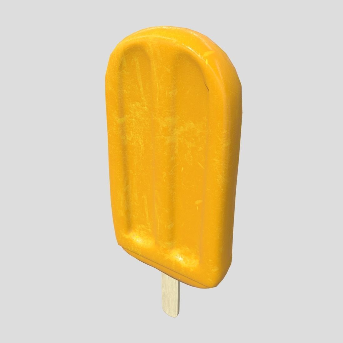 Popsicle 4 orange ice cream on stick Low-poly 3D model_5