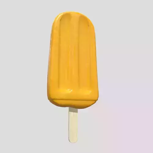 Popsicle 4 orange ice cream on stick Low-poly 3D model