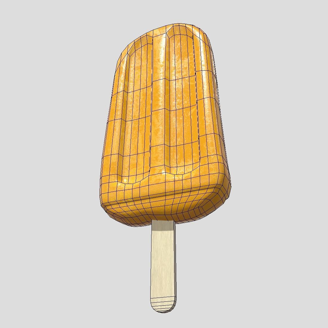 Popsicle 4 orange ice cream on stick Low-poly 3D model_12