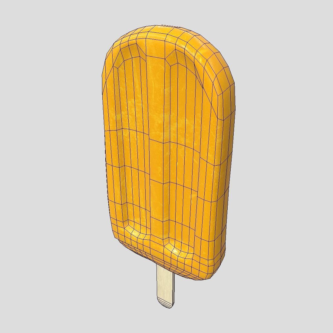 Popsicle 4 orange ice cream on stick Low-poly 3D model_6