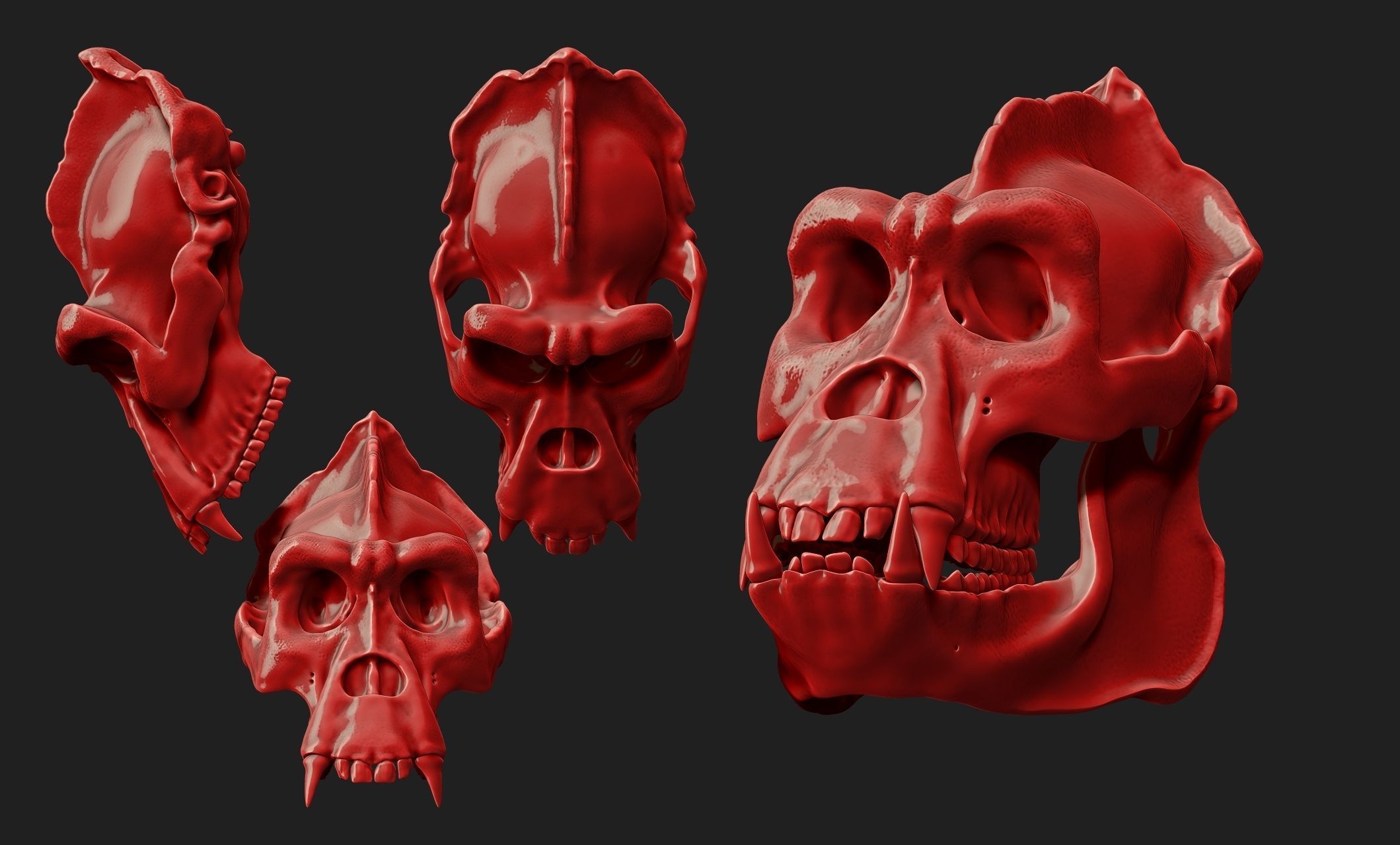 Gorilla Skull - CNC and 3D print model_5