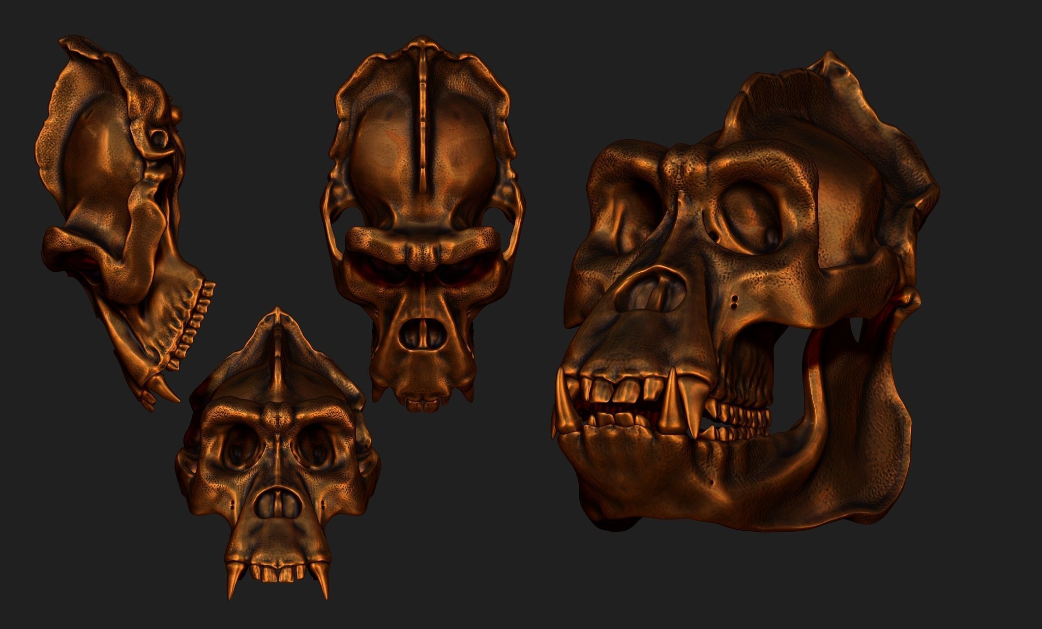 Gorilla Skull - CNC and 3D print model_17