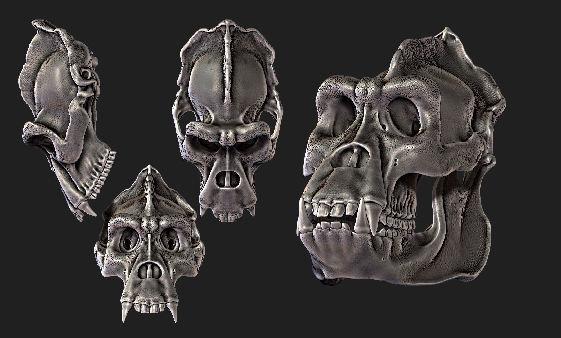 Gorilla Skull - CNC and 3D print model_7