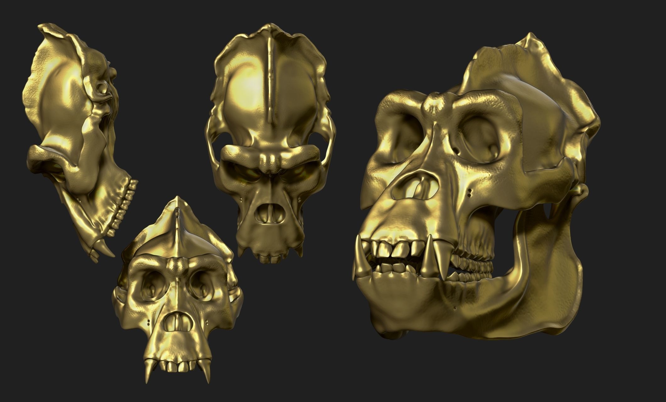 Gorilla Skull - CNC and 3D print model_14