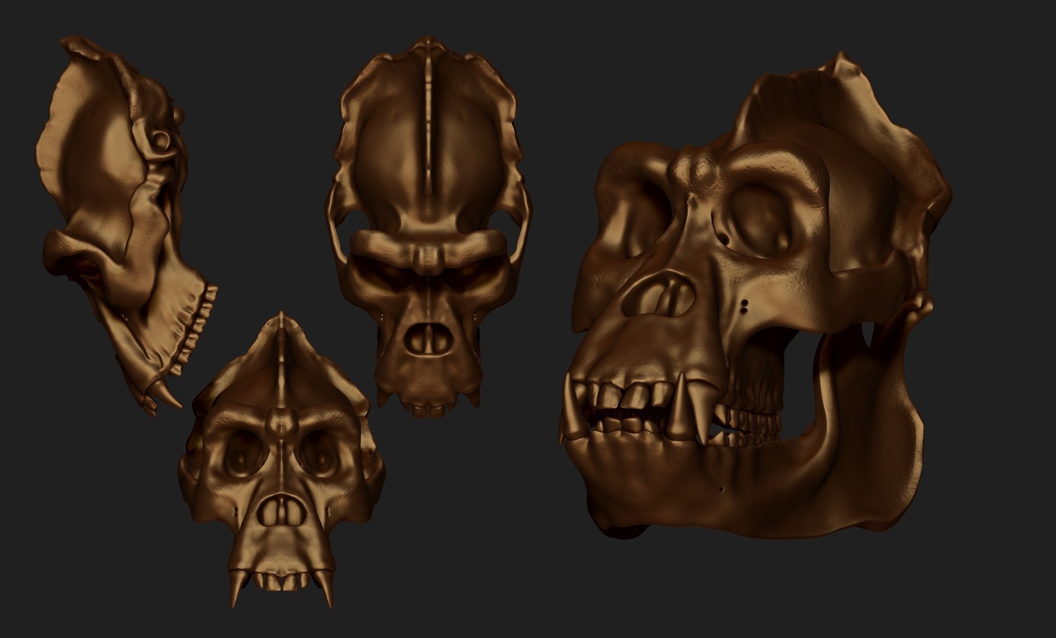 Gorilla Skull - CNC and 3D print model_13