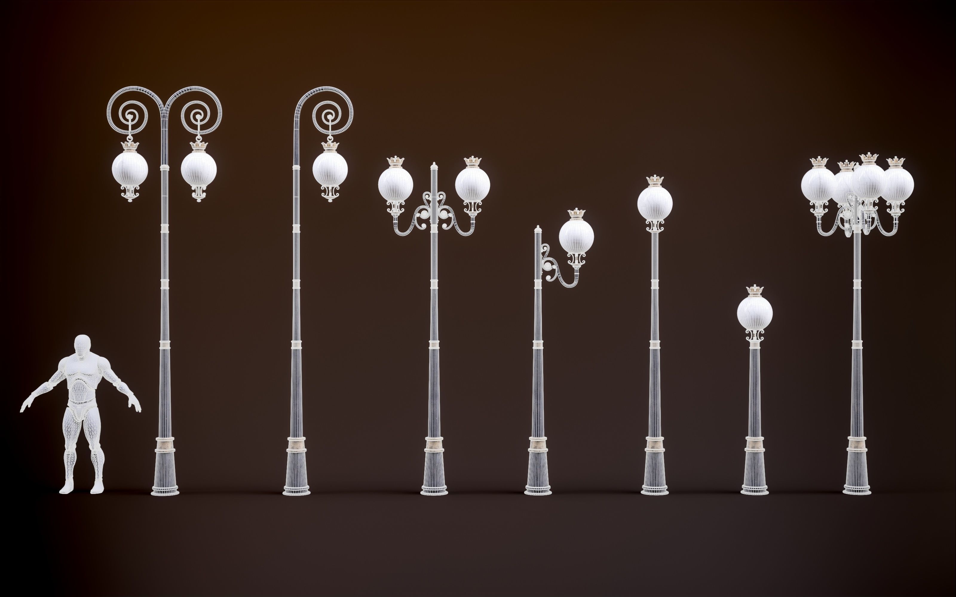 Modular Street Sphere Lamp 8K - 10 sizes Low-poly 3D model_6