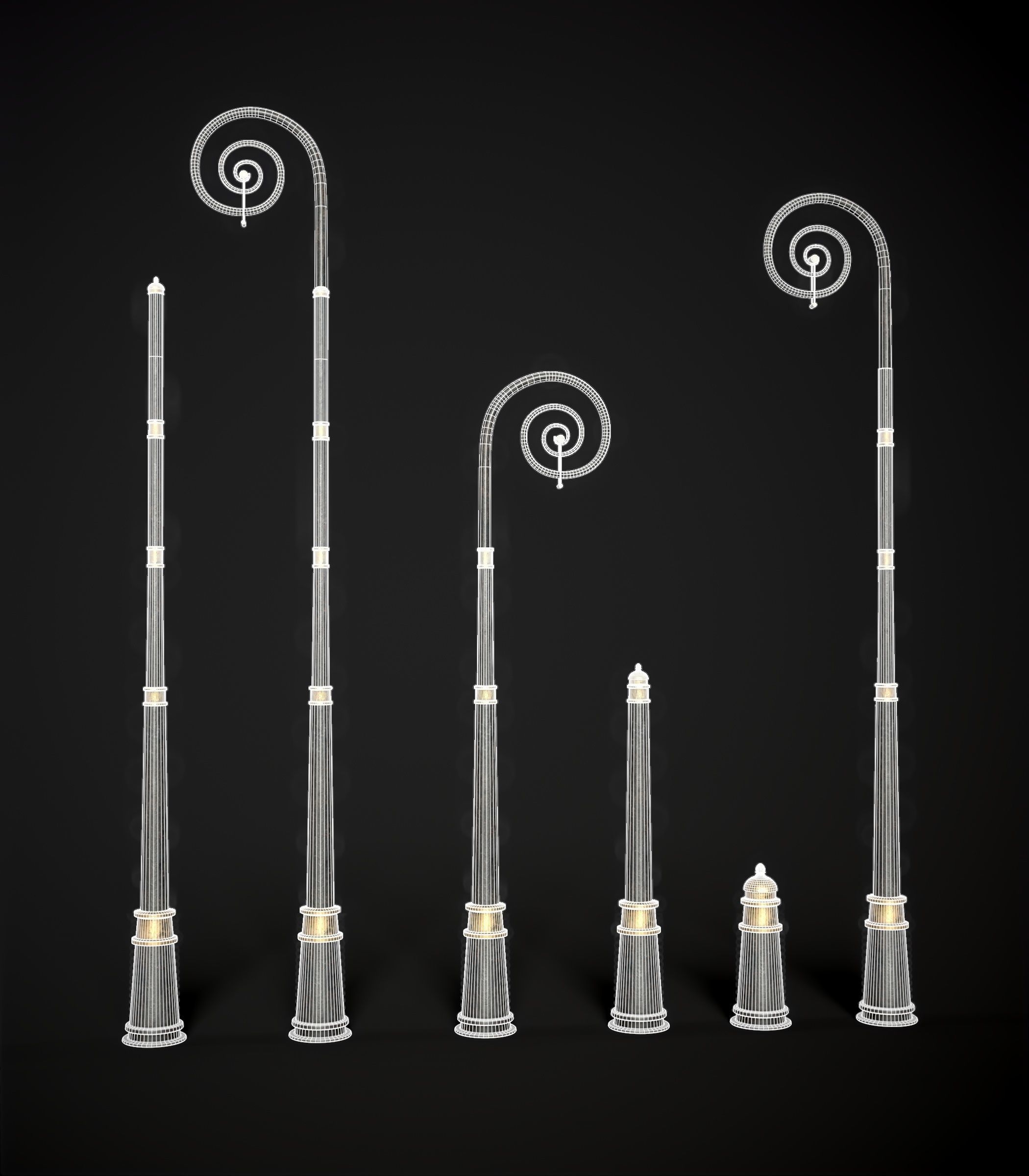 Modular Street Sphere Lamp 8K - 10 sizes Low-poly 3D model_77