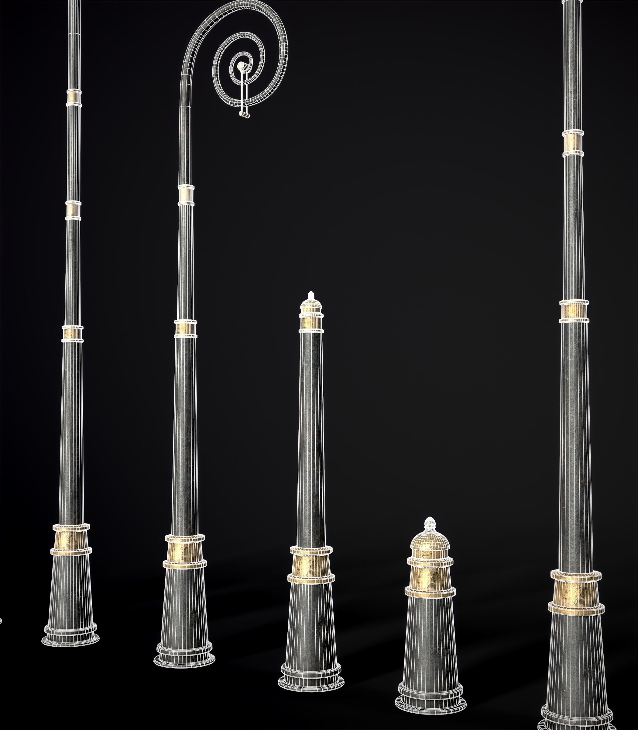 Modular Street Sphere Lamp 8K - 10 sizes Low-poly 3D model_85