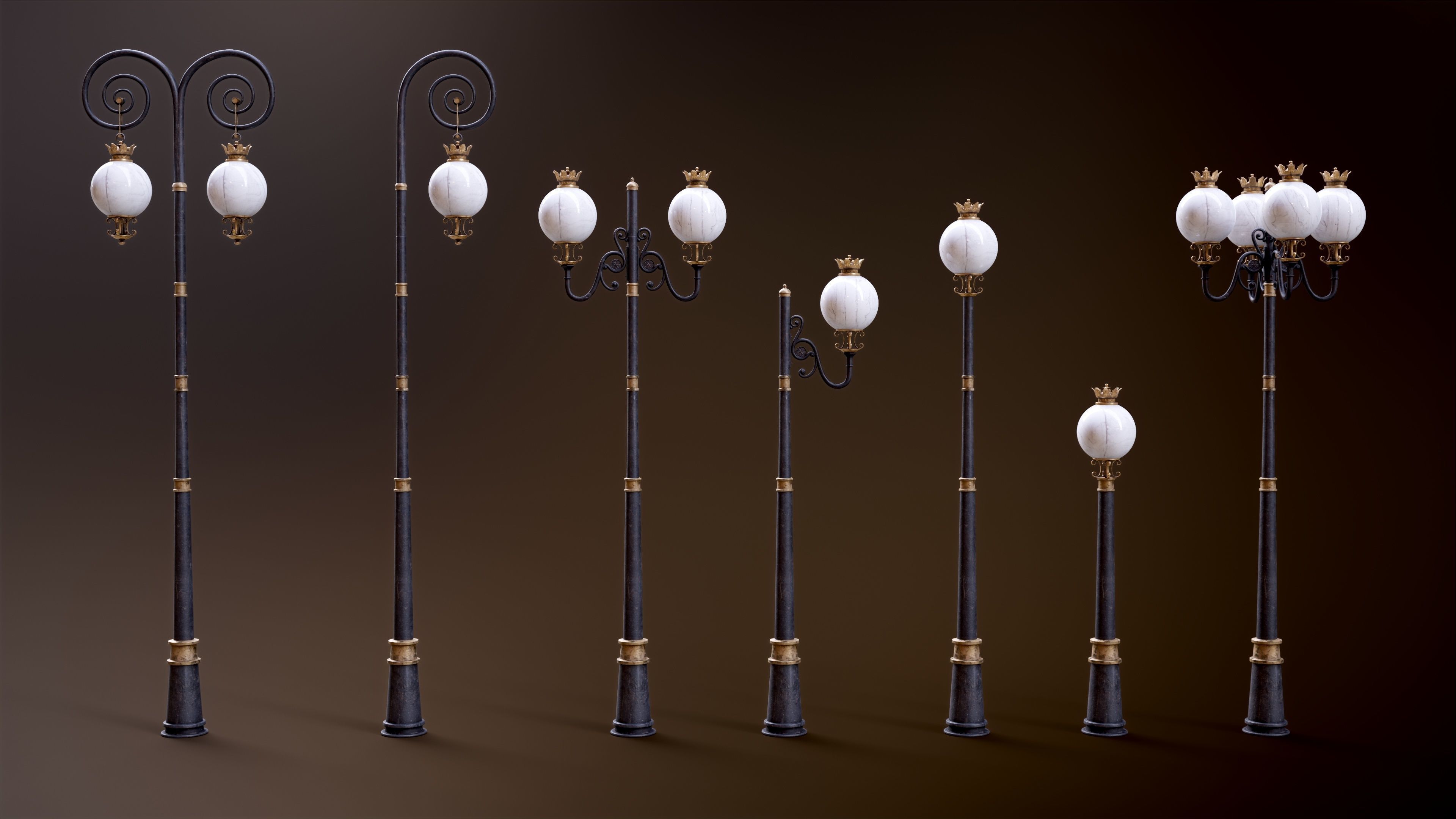 Modular Street Sphere Lamp 8K - 10 sizes Low-poly 3D model_51