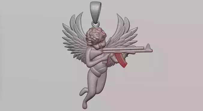 Pendant Angel with a Gun