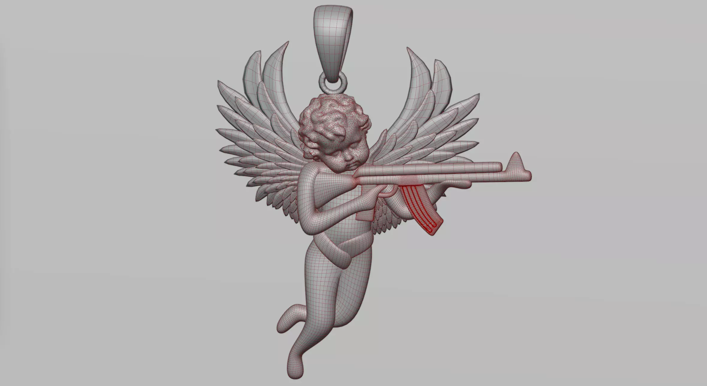 Pendant Angel with a Gun 3D model_0
