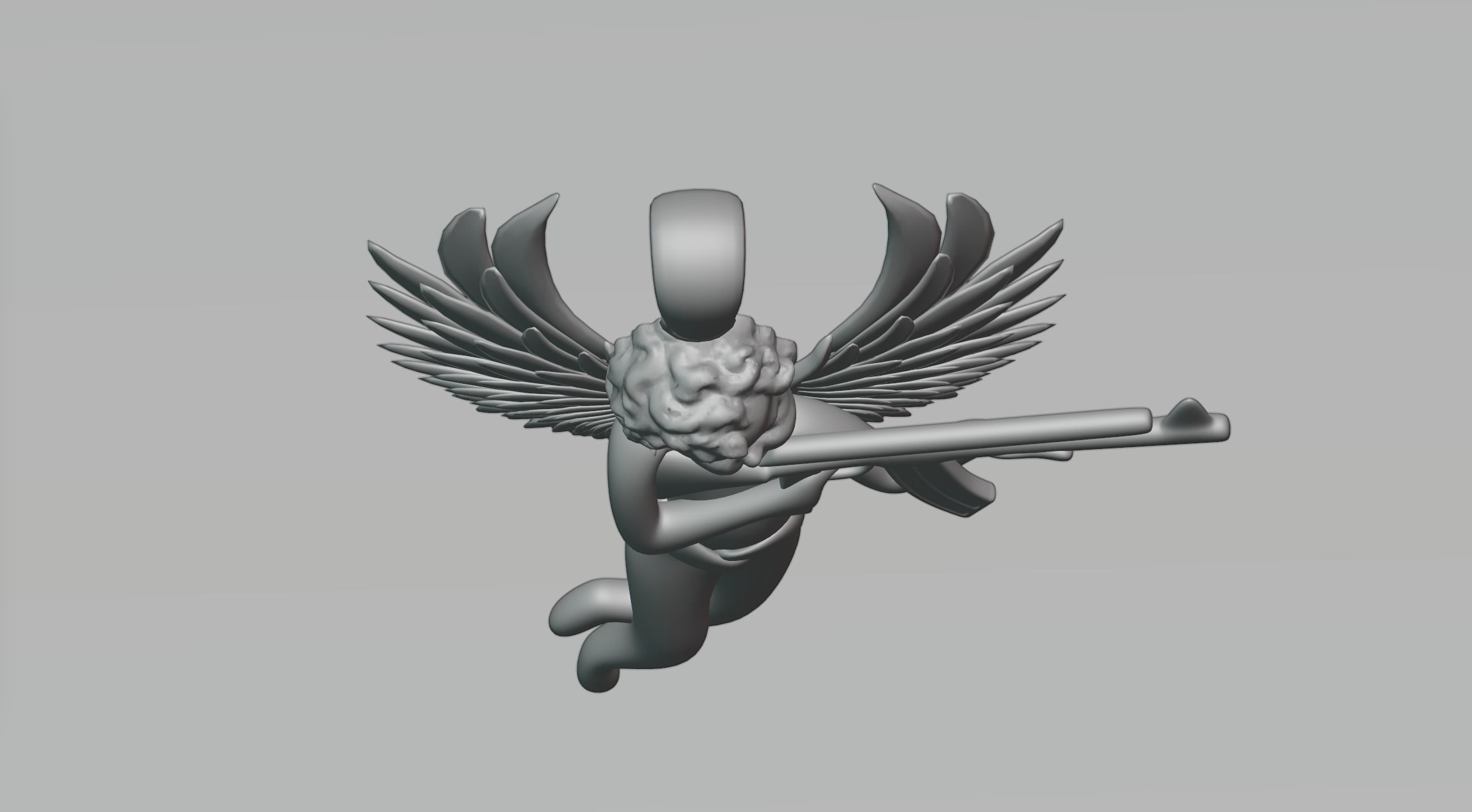 Pendant Angel with a Gun 3D model_5