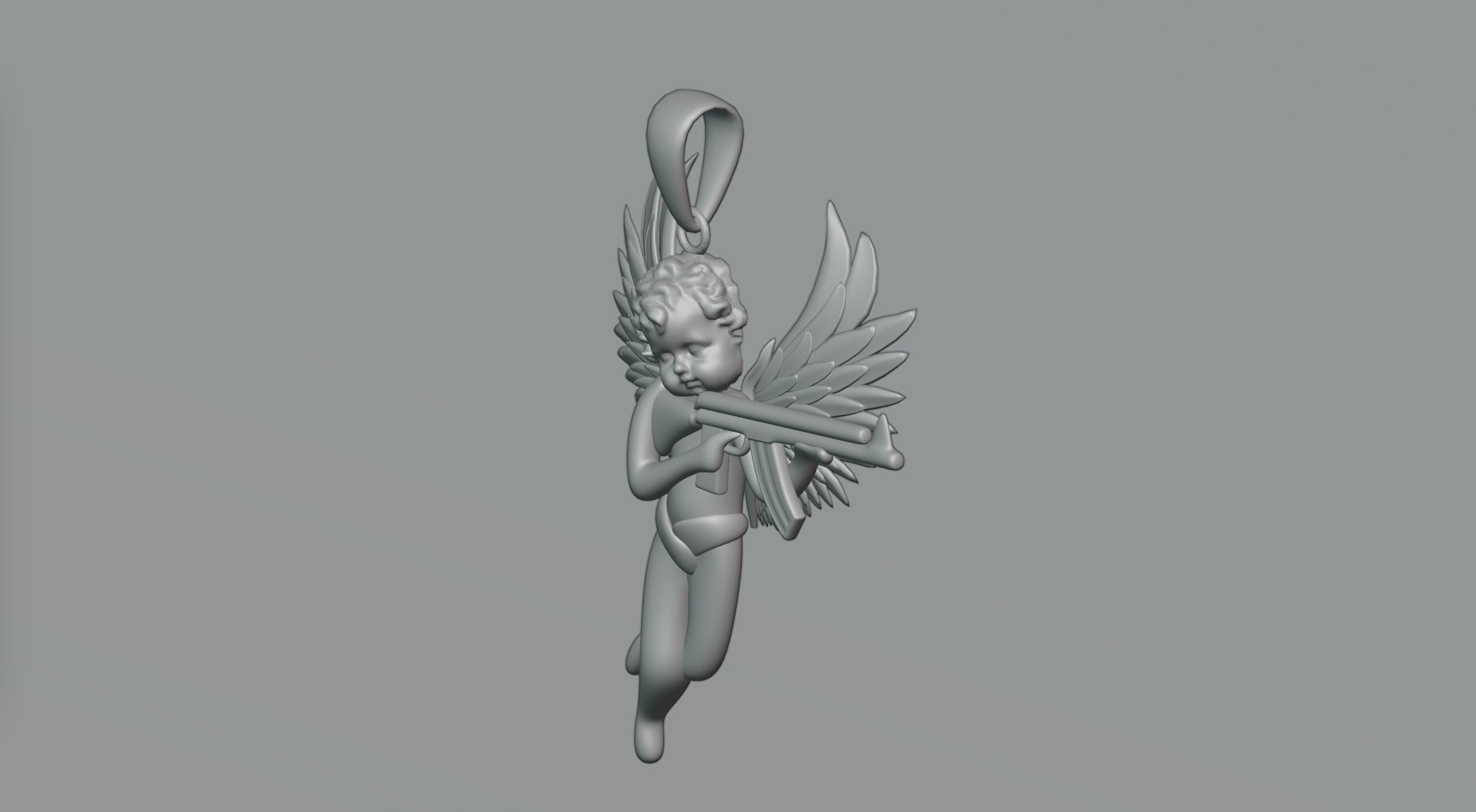 Pendant Angel with a Gun 3D model_2