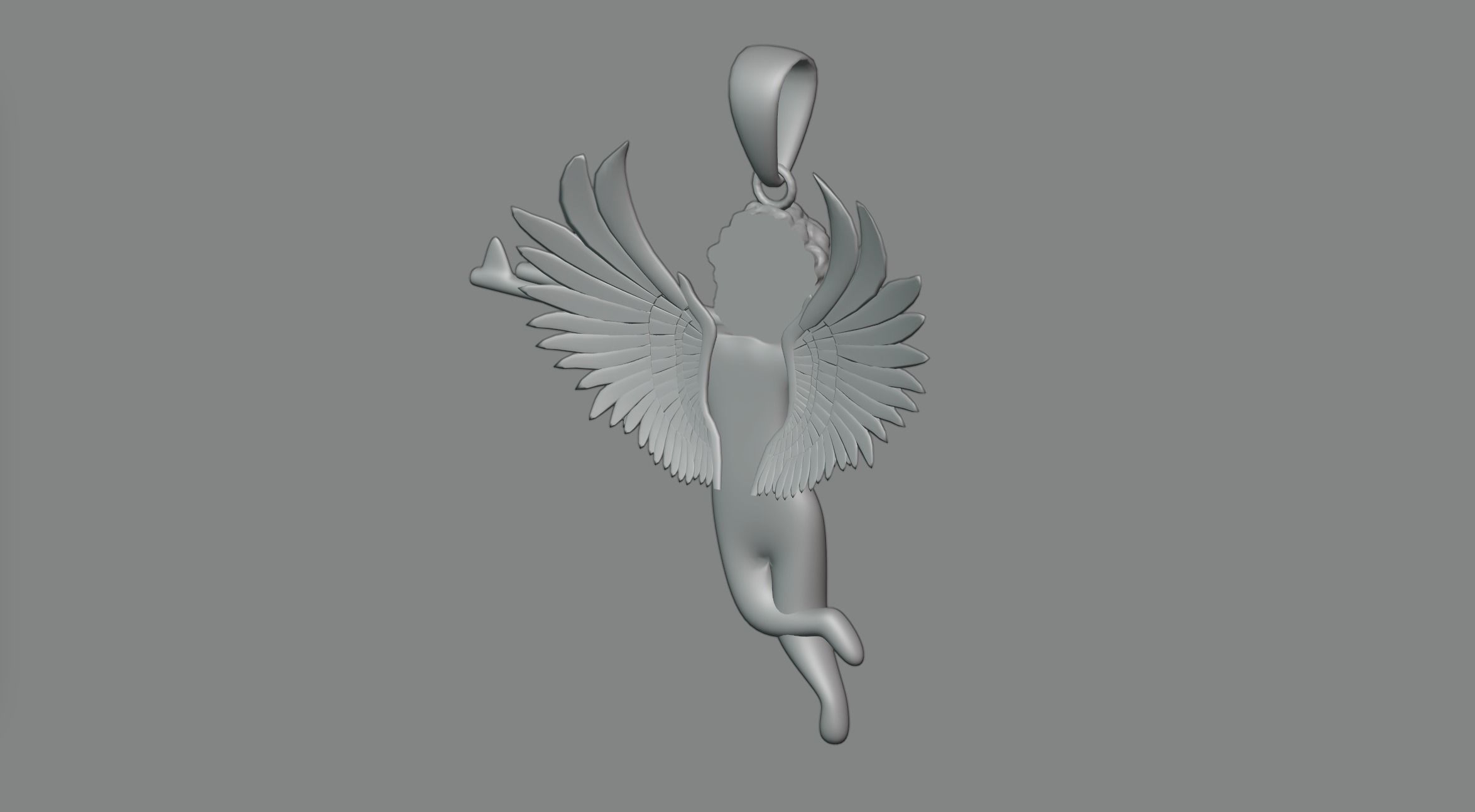 Pendant Angel with a Gun 3D model_4