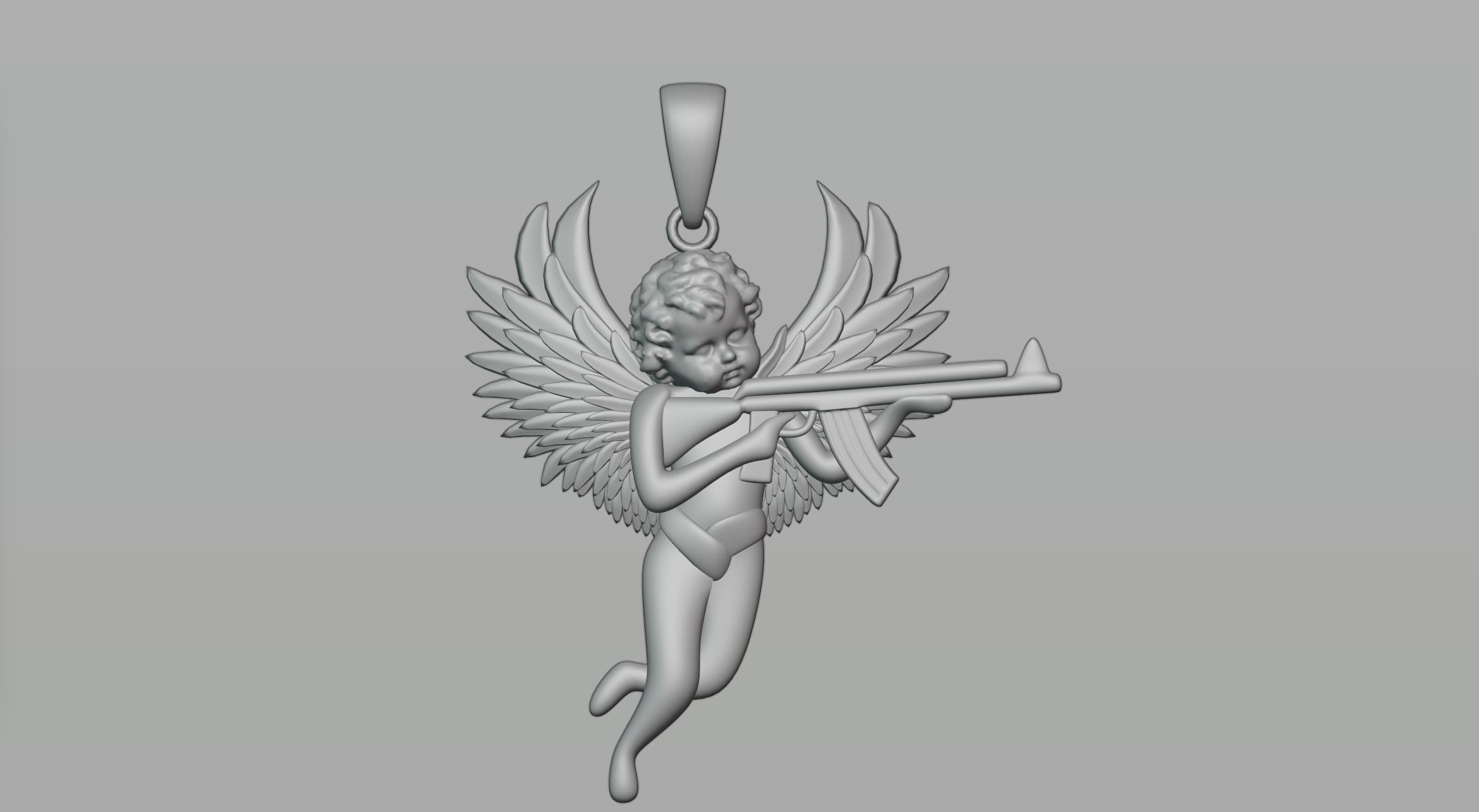 Pendant Angel with a Gun 3D model_1