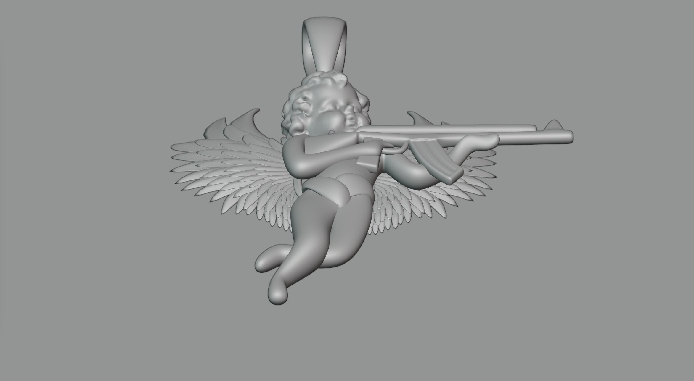 Pendant Angel with a Gun 3D model_6