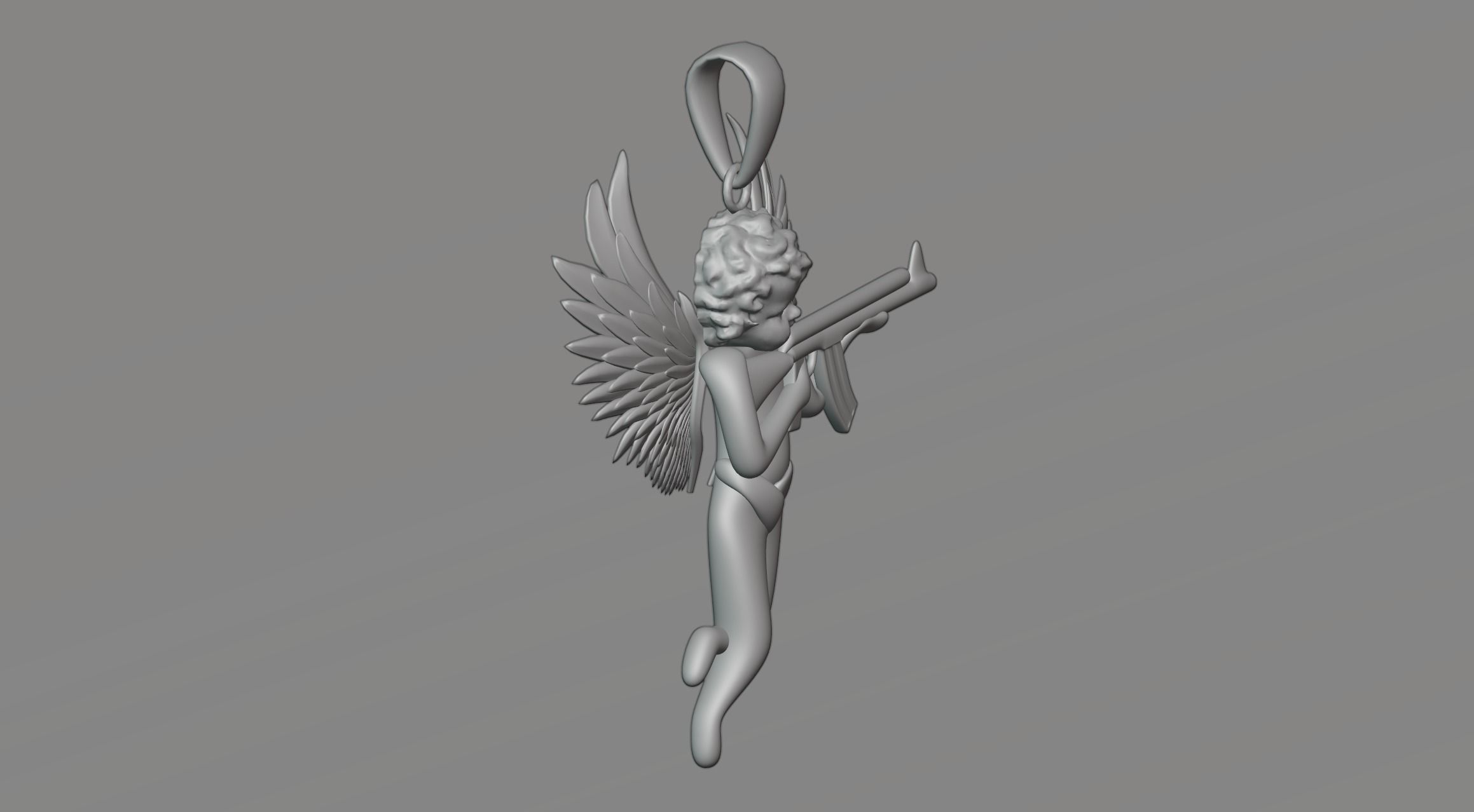 Pendant Angel with a Gun 3D model_3