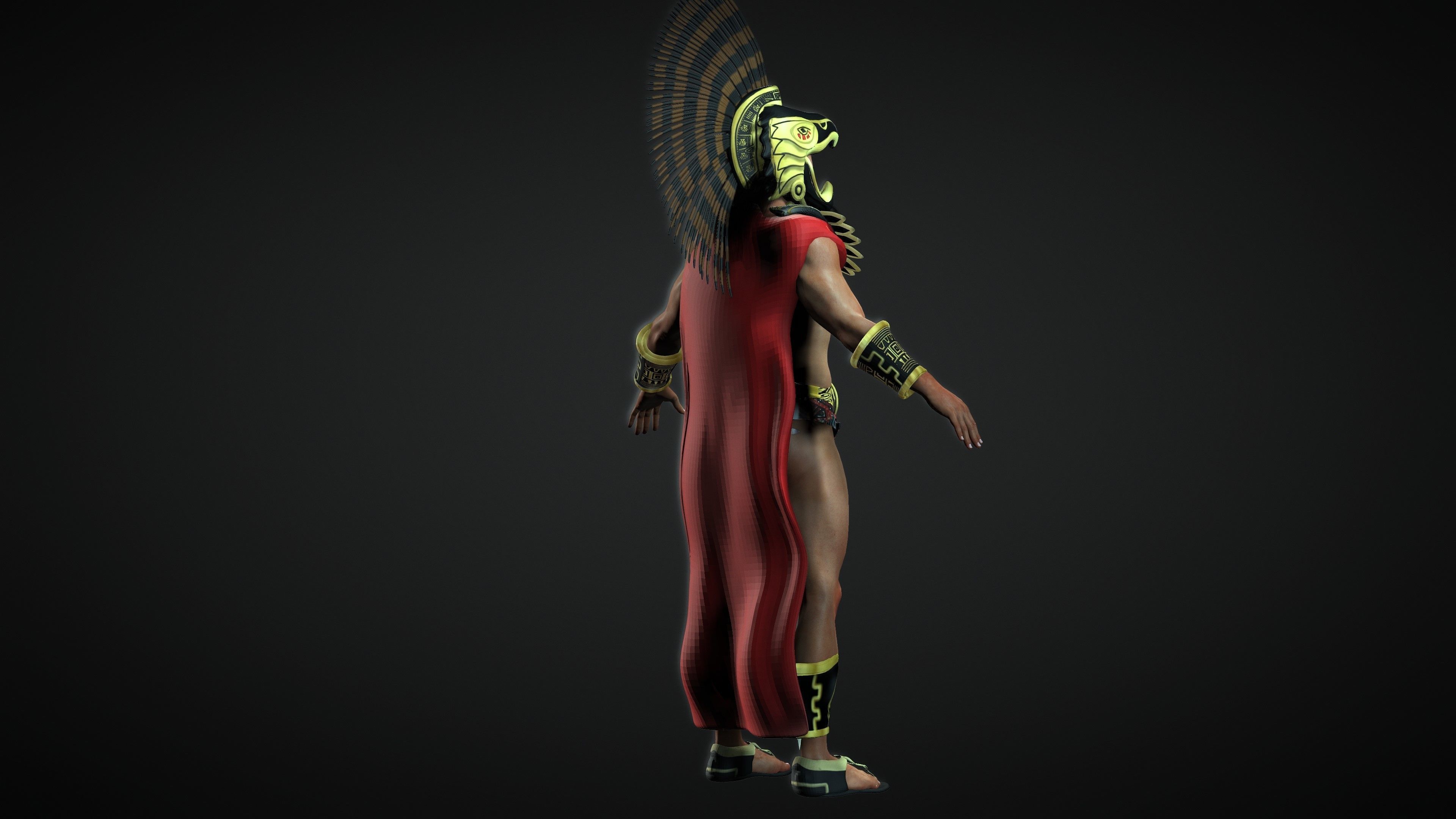 Eagle Aztec Warrior Low-poly 3D model_4