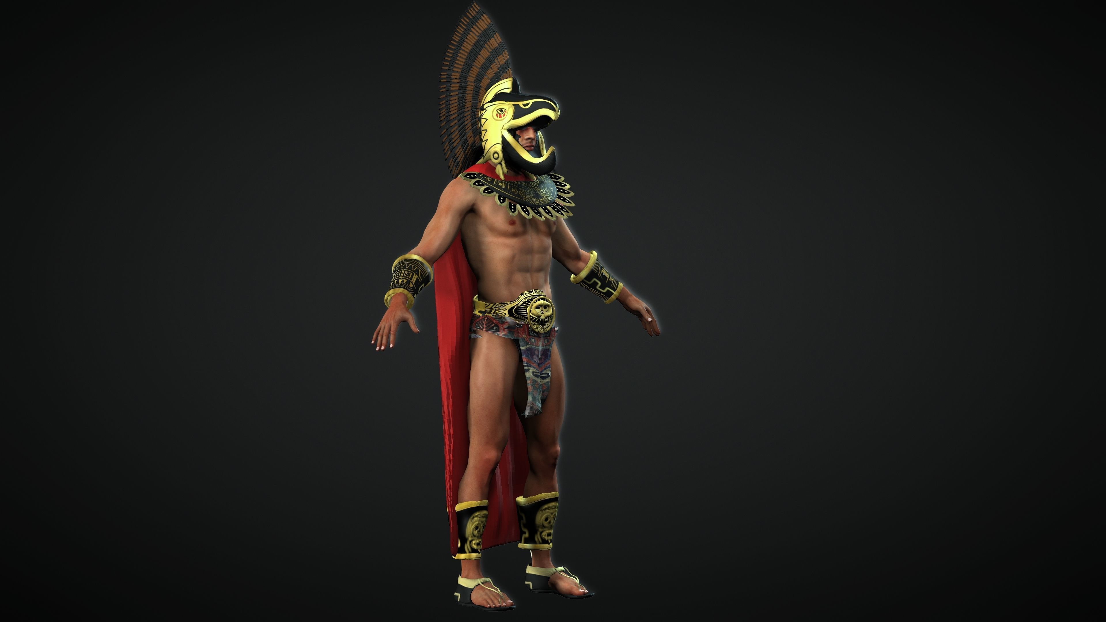 Eagle Aztec Warrior Low-poly 3D model_5