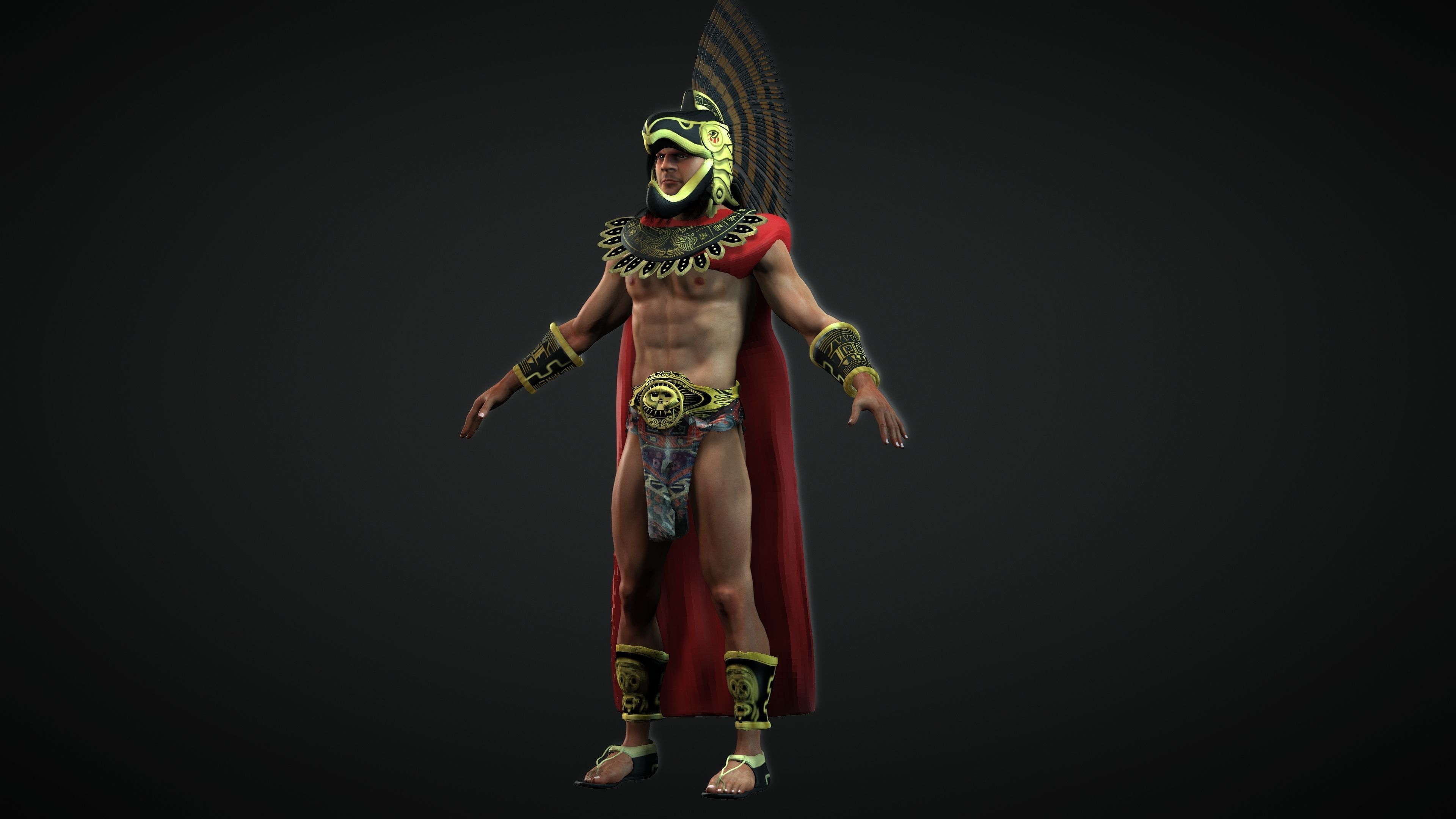 Eagle Aztec Warrior Low-poly 3D model_1