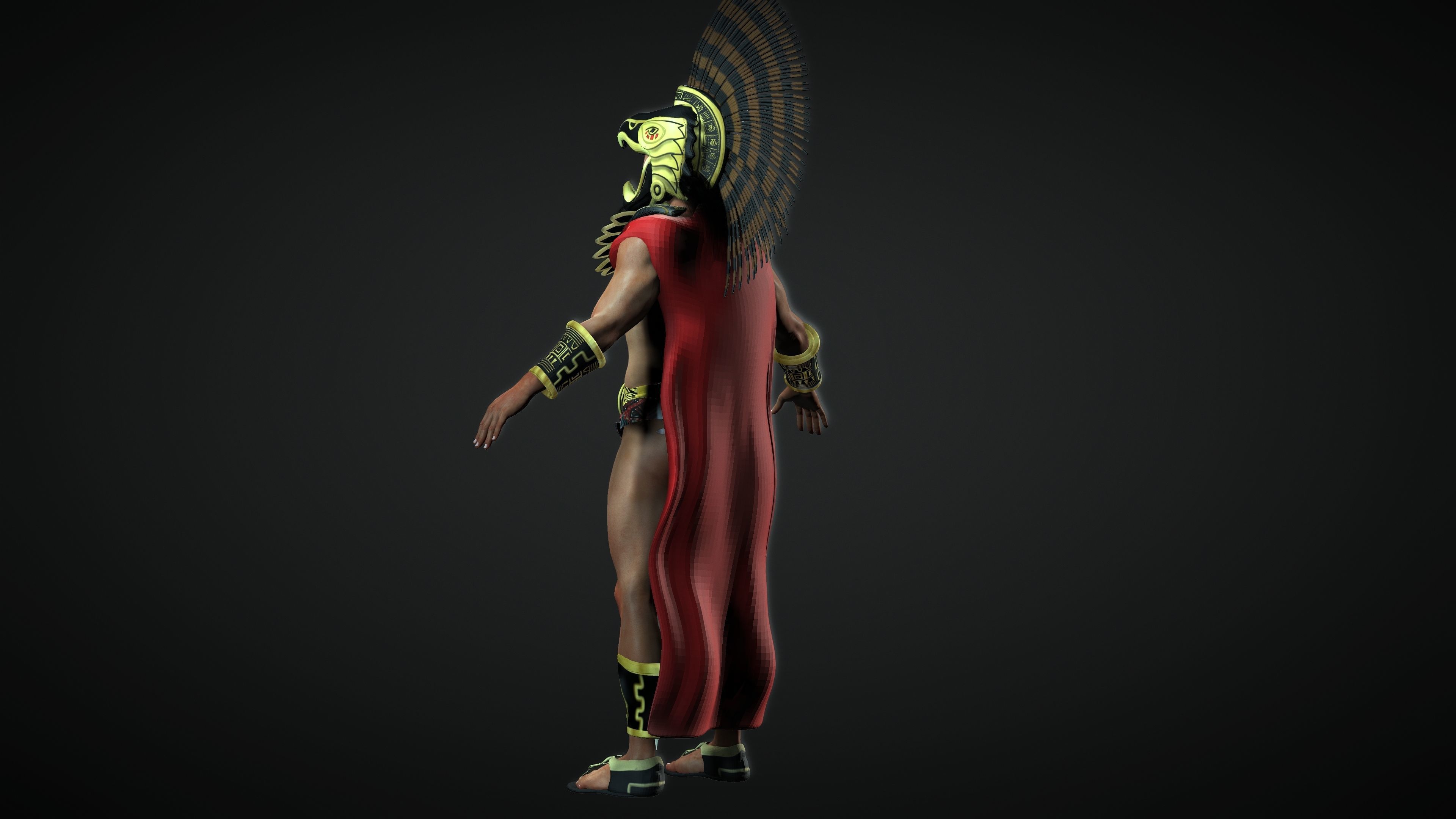 Eagle Aztec Warrior Low-poly 3D model_3