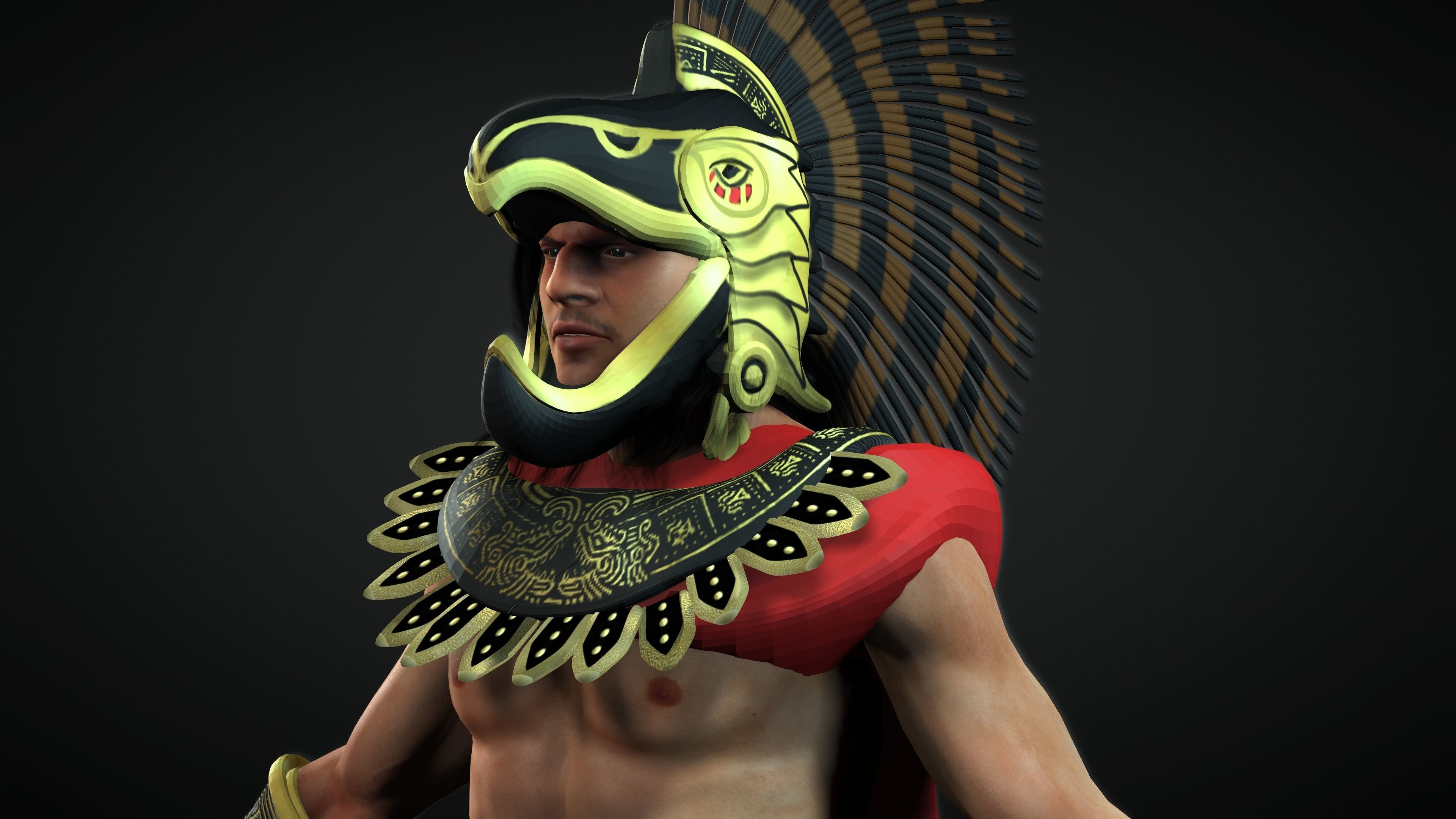 Eagle Aztec Warrior Low-poly 3D model_6