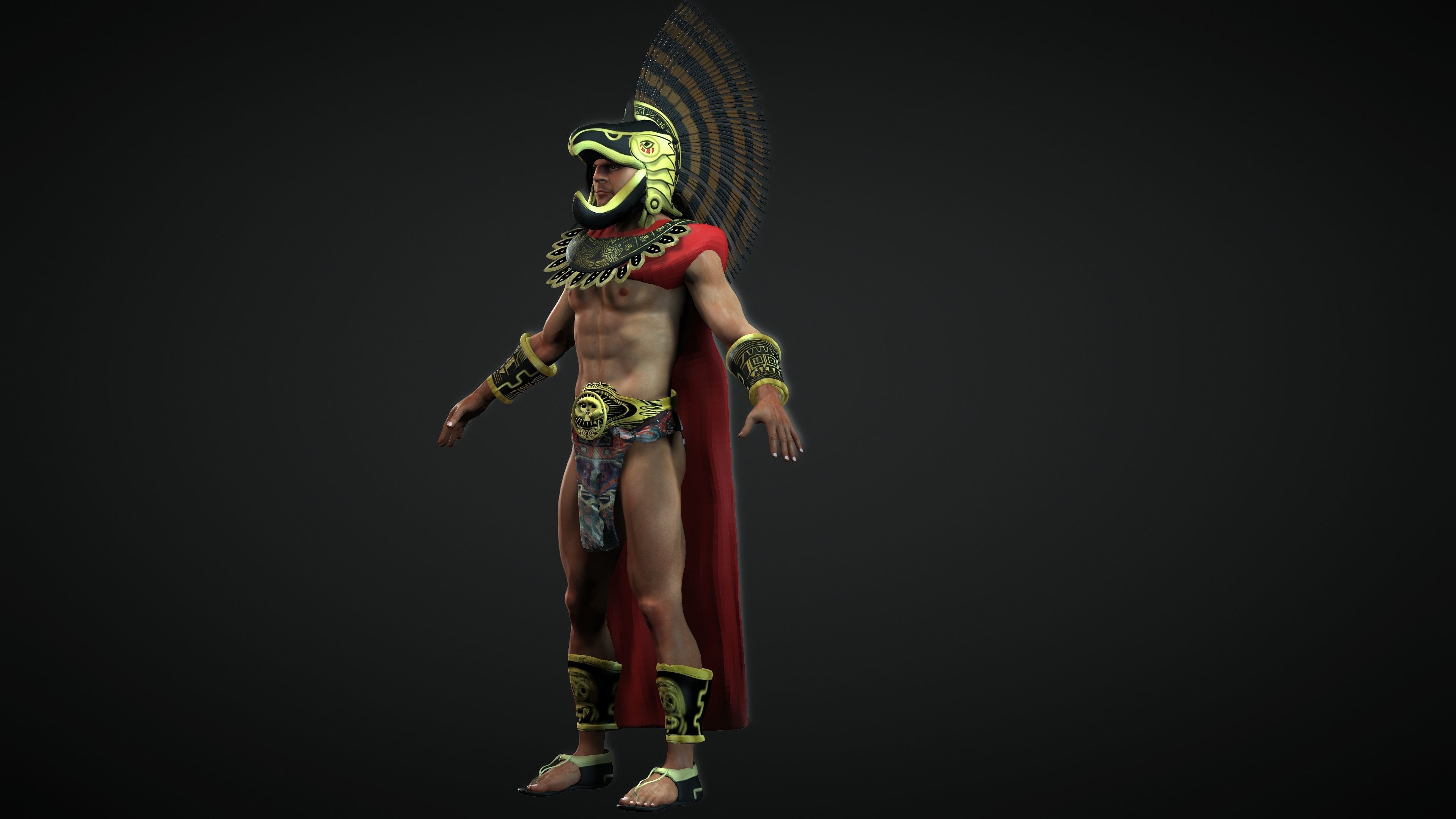 Eagle Aztec Warrior Low-poly 3D model_2