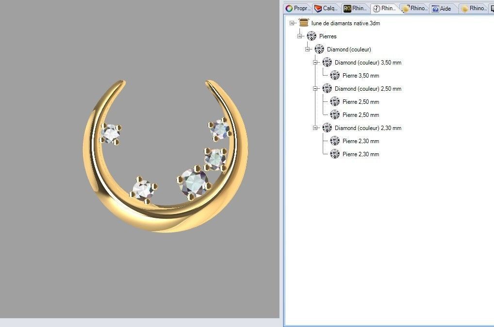 Women Moon pendant with diamonds 3D print model_10