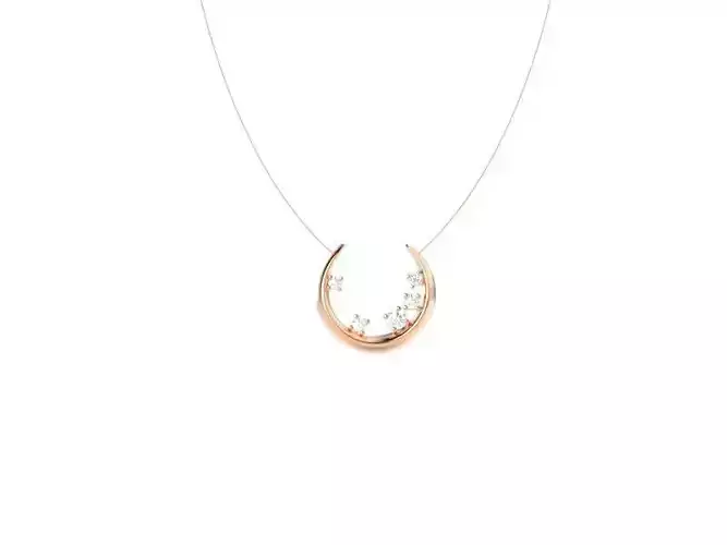 Women Moon pendant with diamonds 