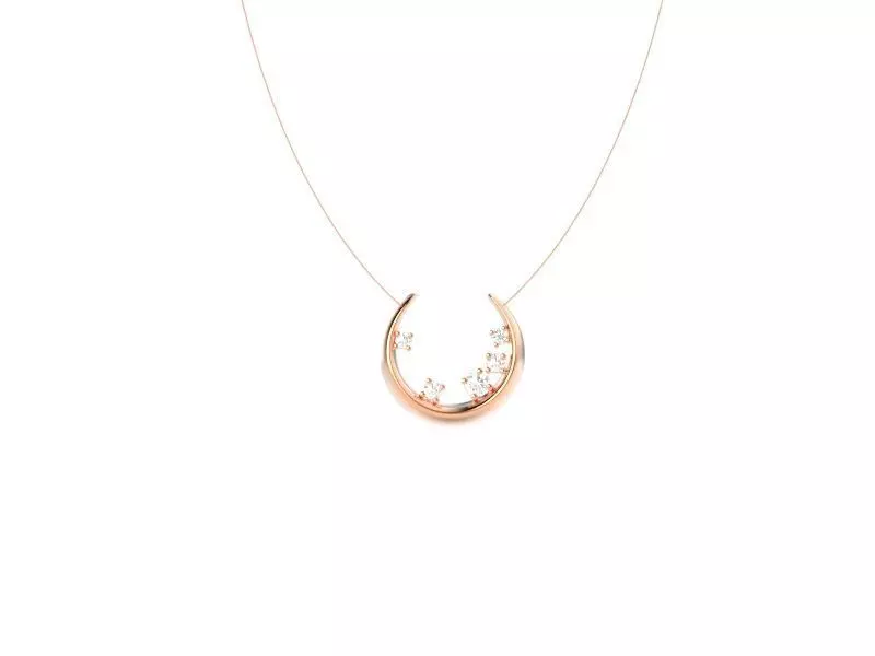 Women Moon pendant with diamonds 3D print model_0