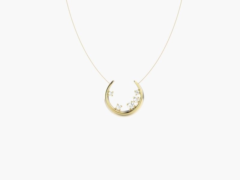Women Moon pendant with diamonds 3D print model_2