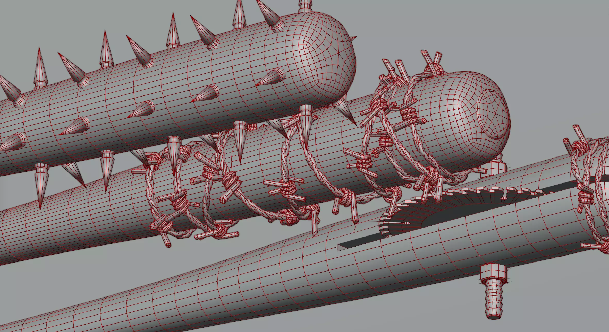 Bits in barbed wire and with a saw 3D model | CGTrader