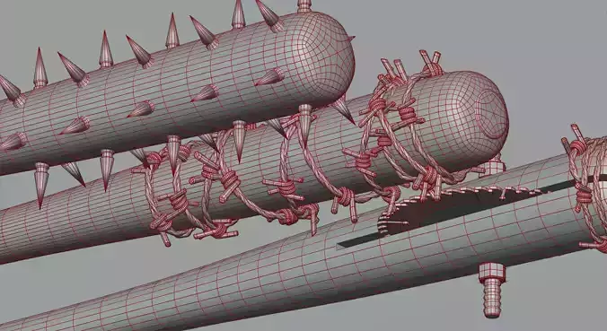 Bits in barbed wire and with a saw