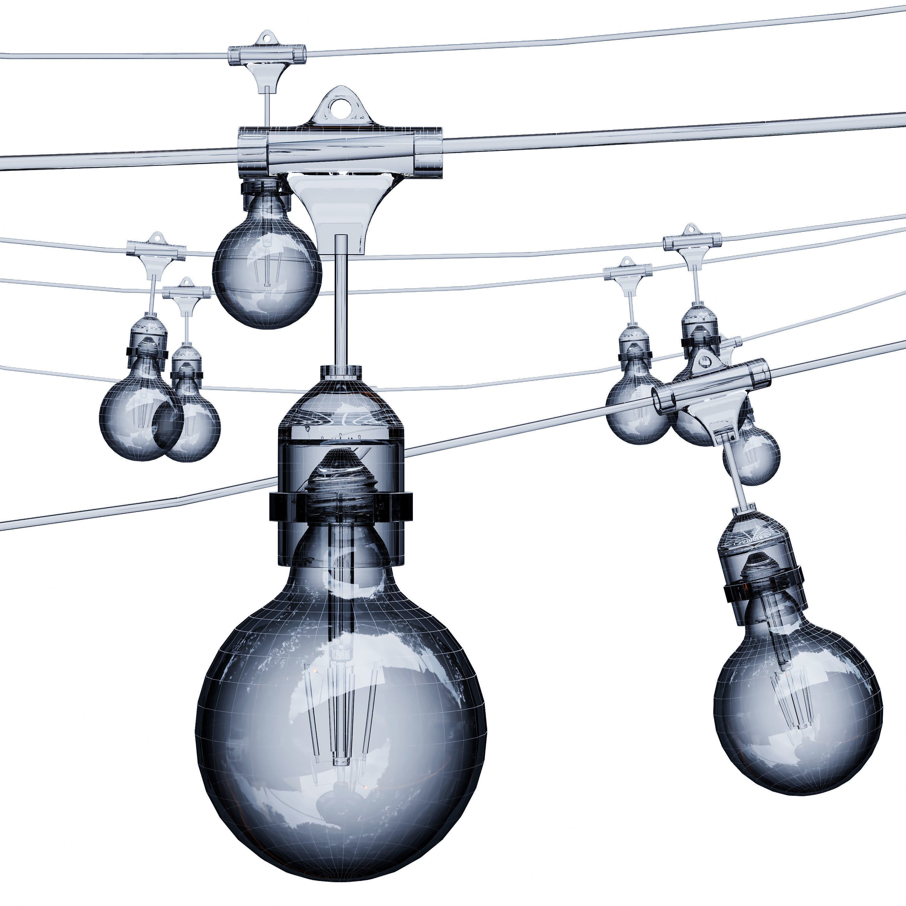 Low poly Outdoor GOLD TIP LED BULB STRING Girlande LIGHTS  3D model_1