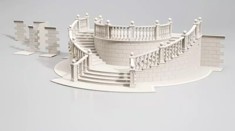 Entrance stair 3D model_0