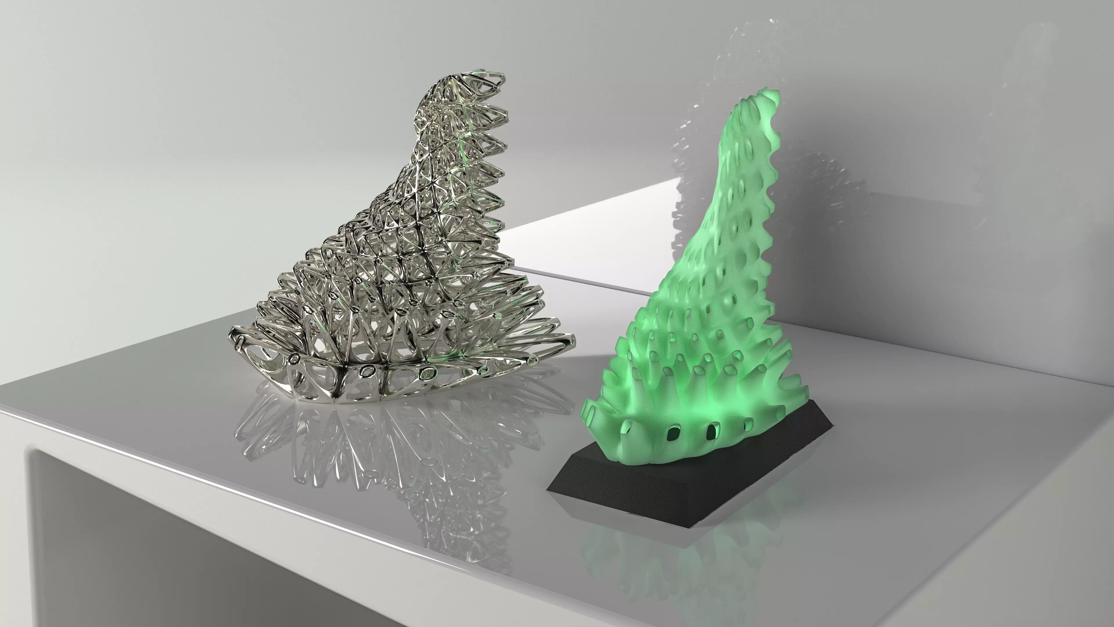 Organic Tableware Decoration and Lamp 3D model_0