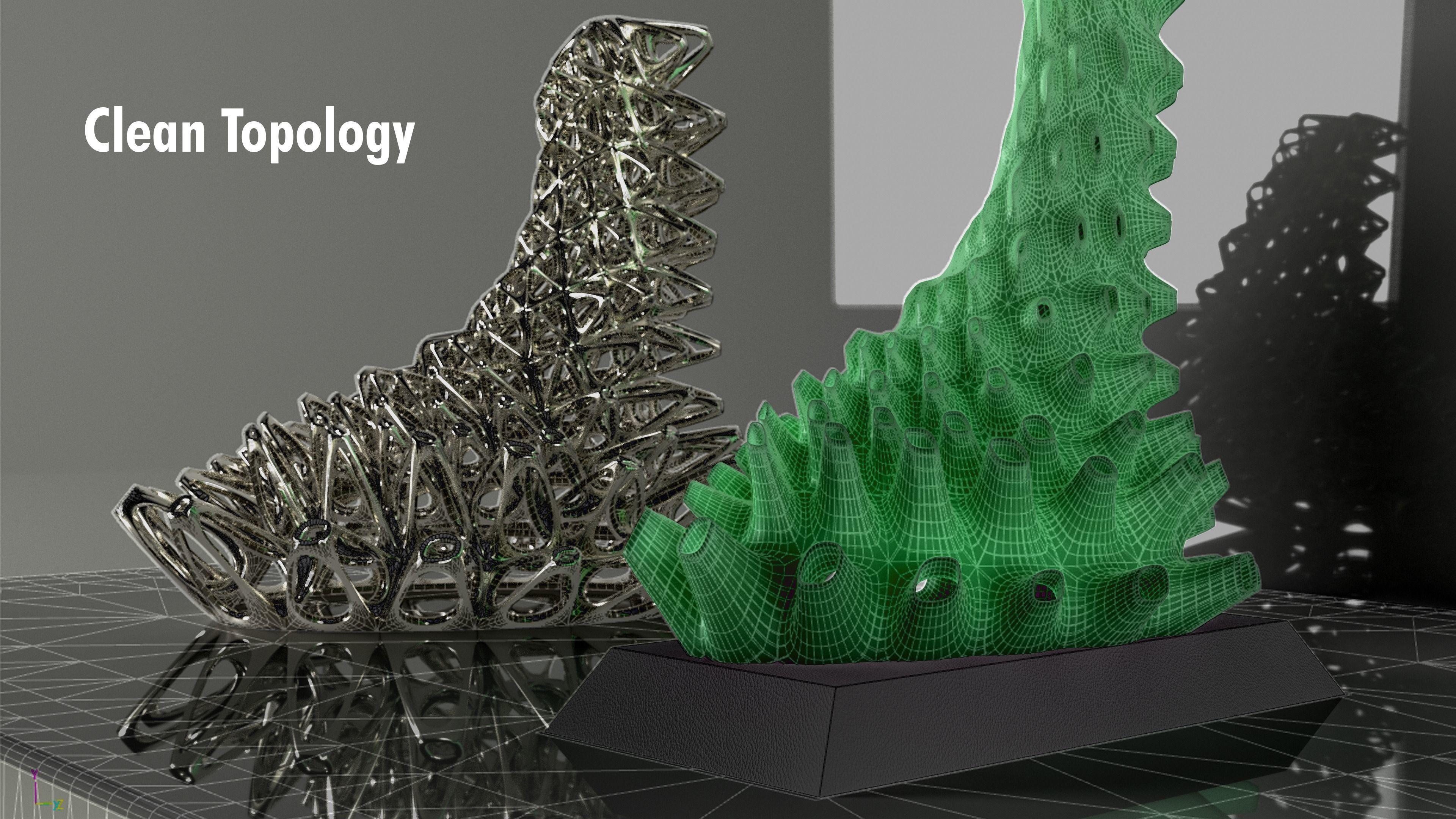 Organic Tableware Decoration and Lamp 3D model_4