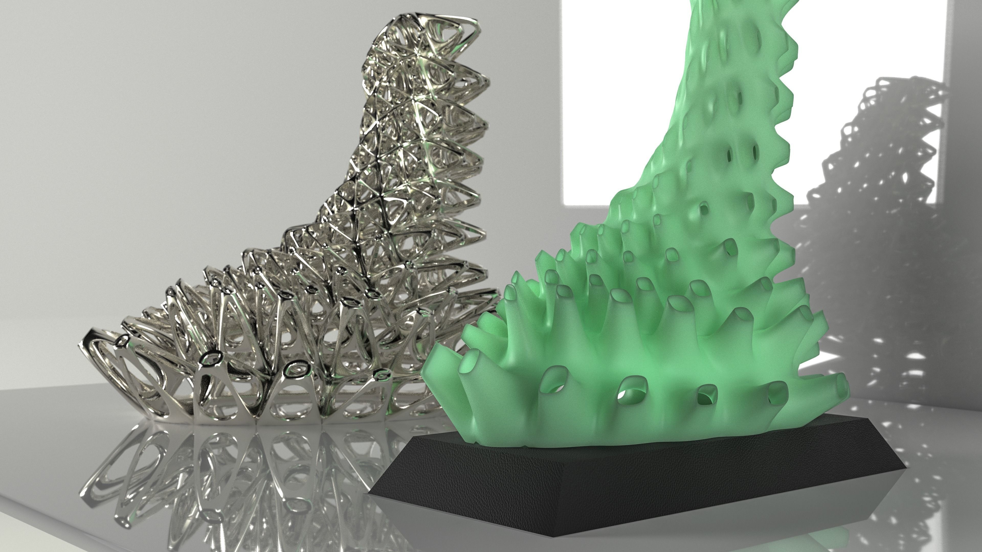 Organic Tableware Decoration and Lamp 3D model_3