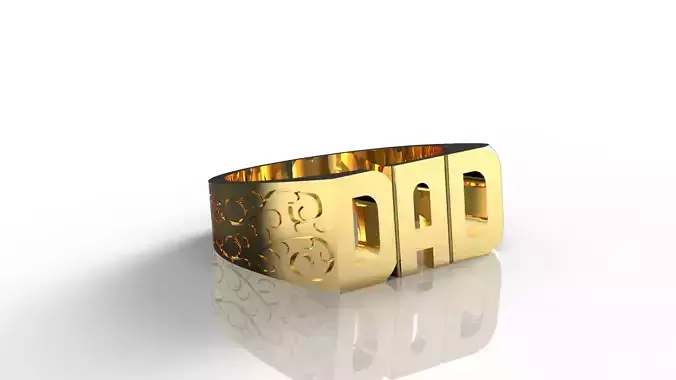 Dad ring with patterened band