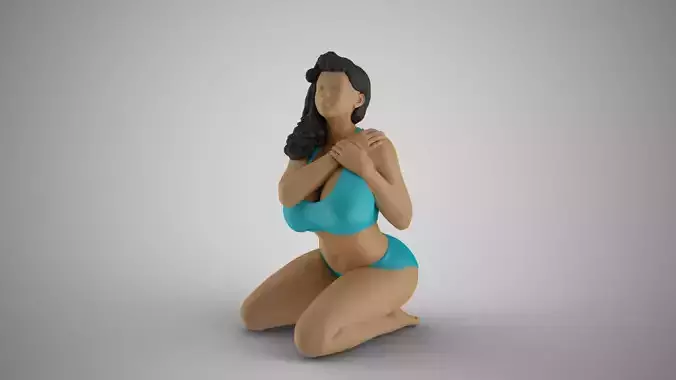 Alone Girl Hugs Her Soul 3D print model