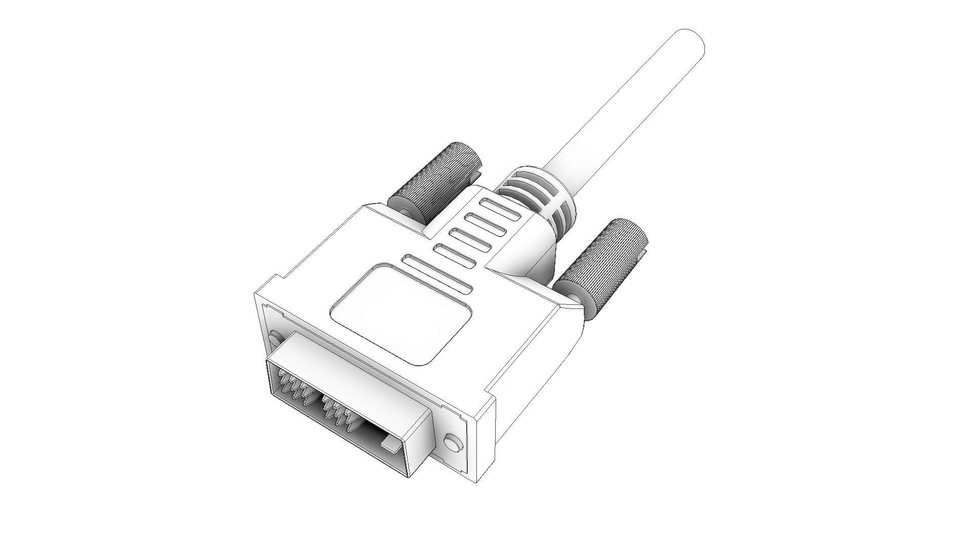 DVI CABLE IN Low-poly 3D model_6