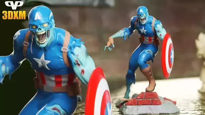 Zombie Captain America for 3D Printing STL