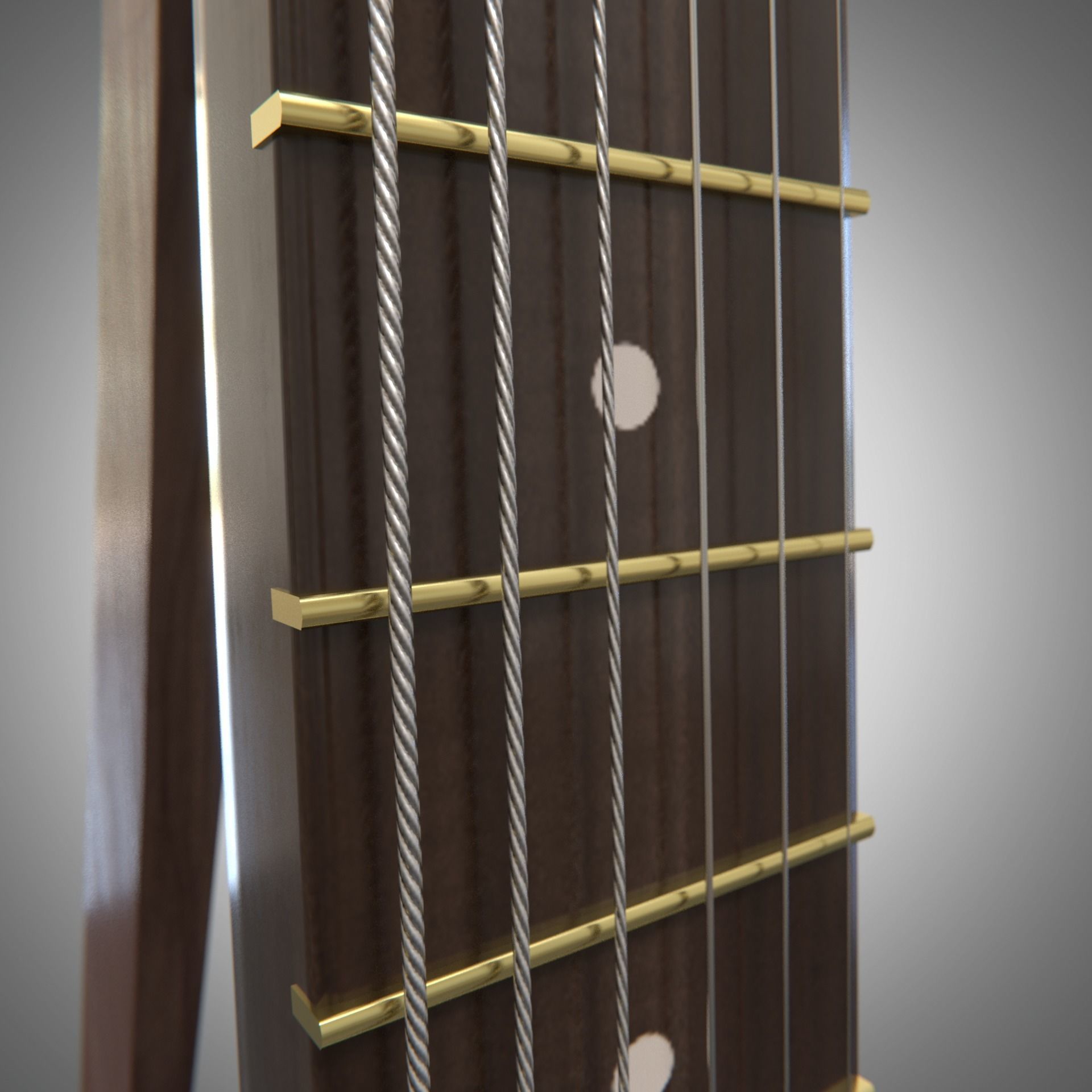 Classical acoustic guitar on a wooden rack Low-poly 3D model_12