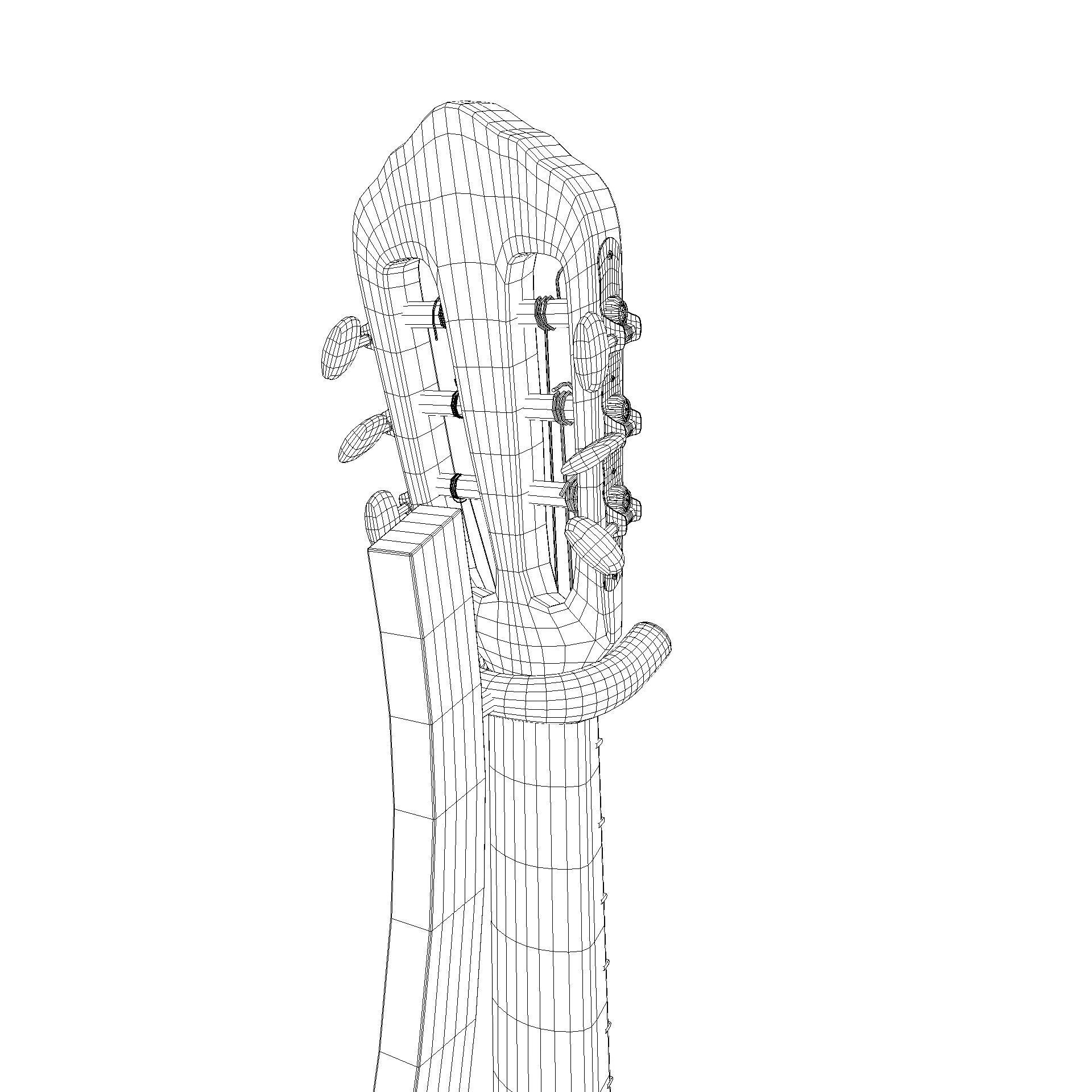 Classical acoustic guitar on a wooden rack Low-poly 3D model_19