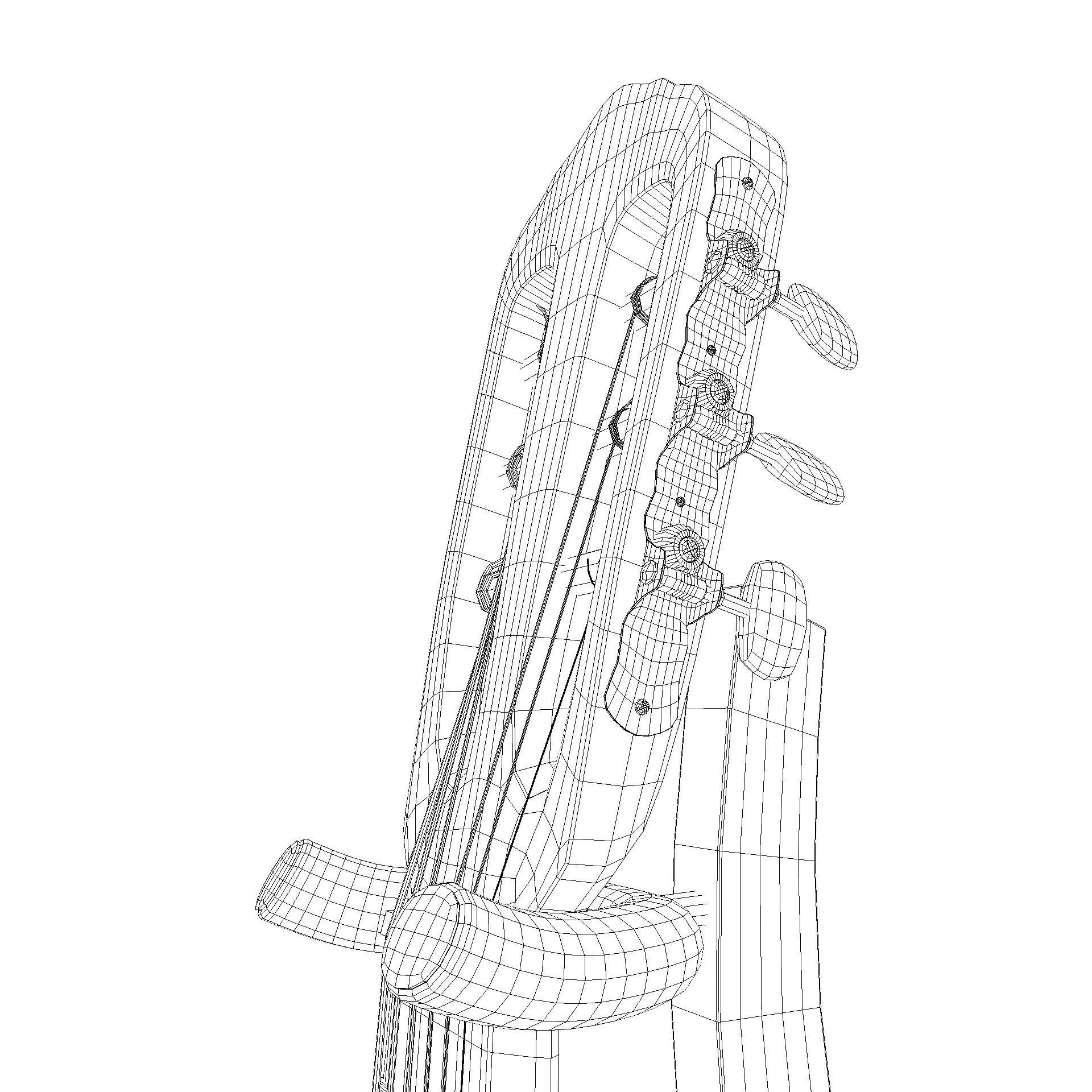 Classical acoustic guitar on a wooden rack Low-poly 3D model_20