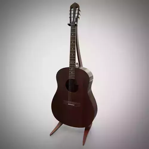 Classical acoustic guitar on a wooden rack