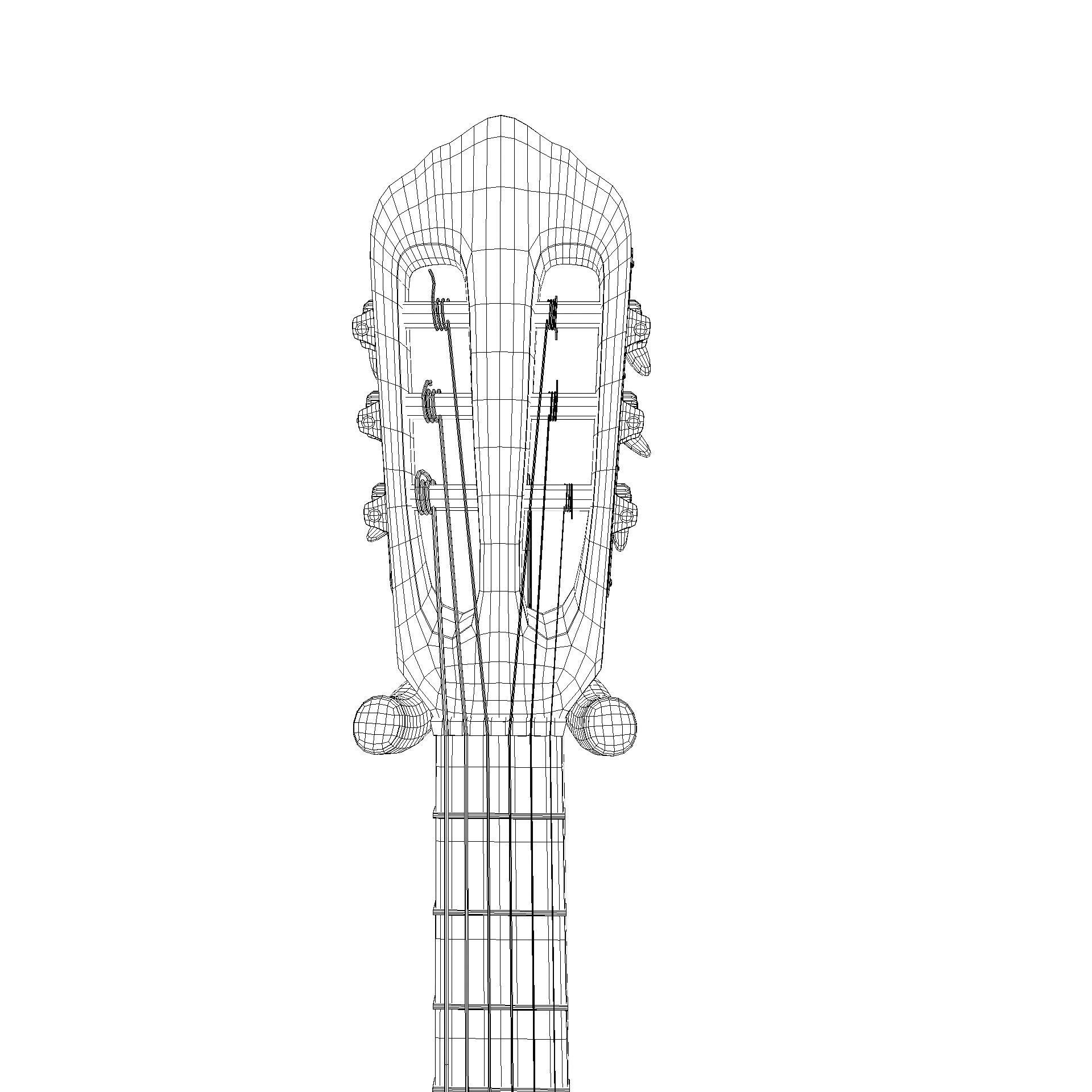 Classical acoustic guitar on a wooden rack Low-poly 3D model_17